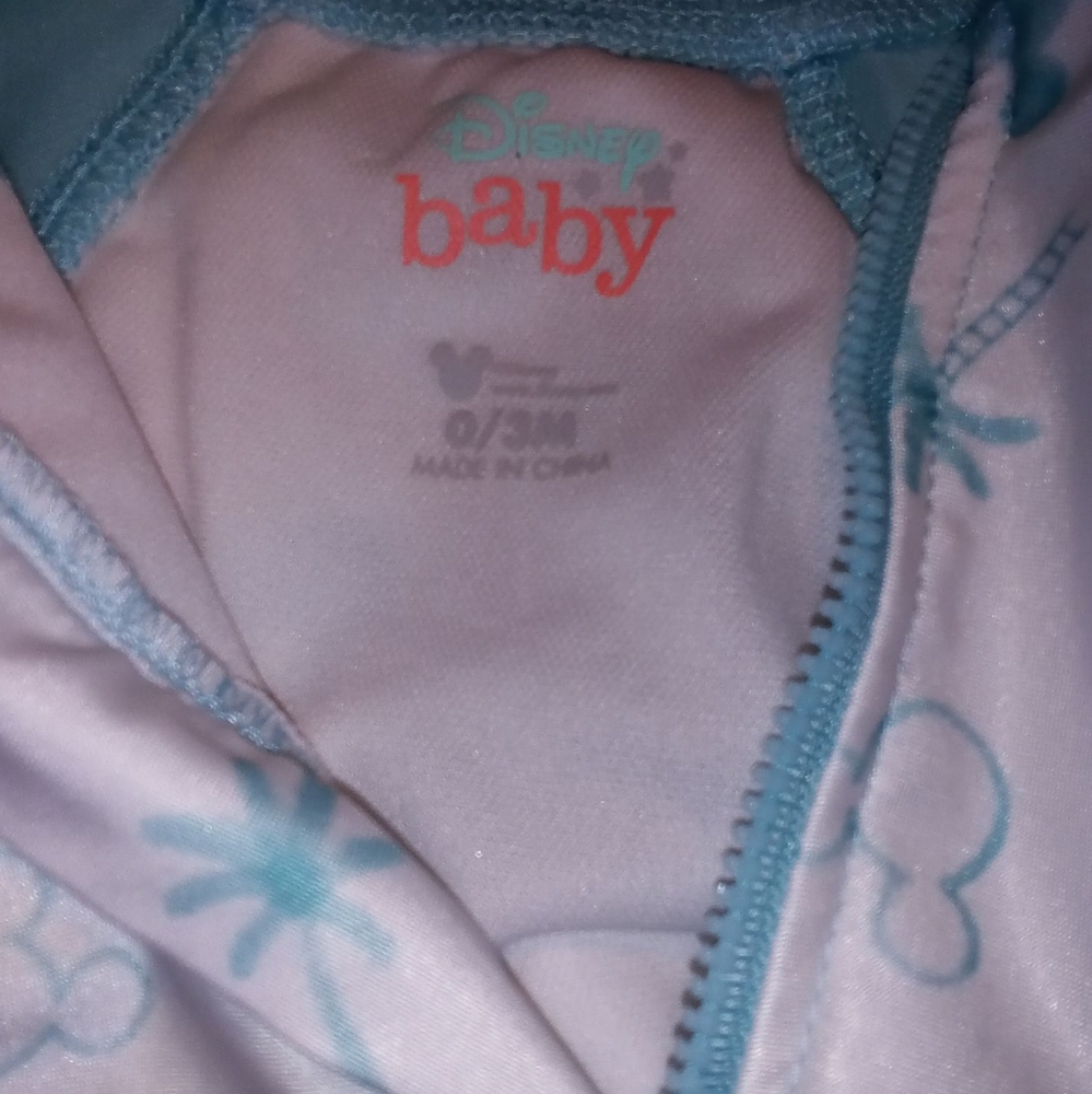 Character Disney Baby One-Piece Swimsuit, Sizes 0-3M Light Blue/White Unisex - Picture 3 of 3